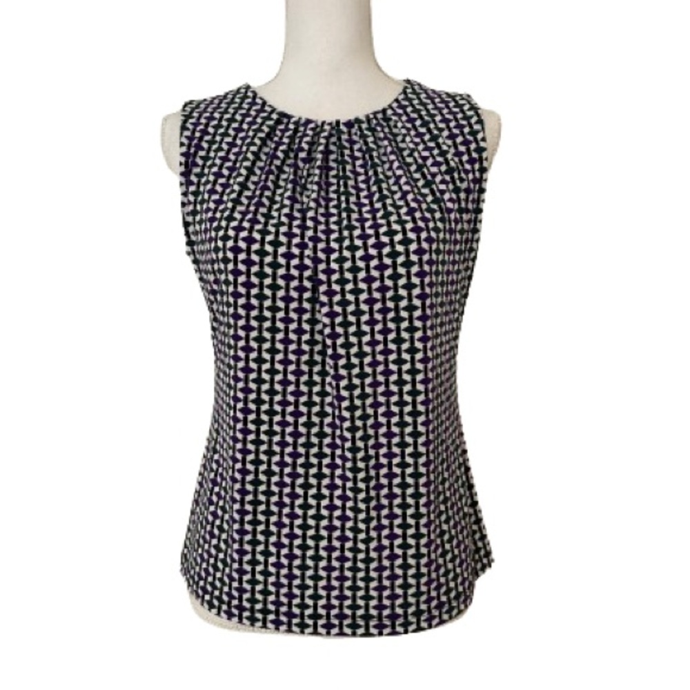 NWT Calvin Klein Woman’s Sleeveless Geometric Blouse Top, Sz PM